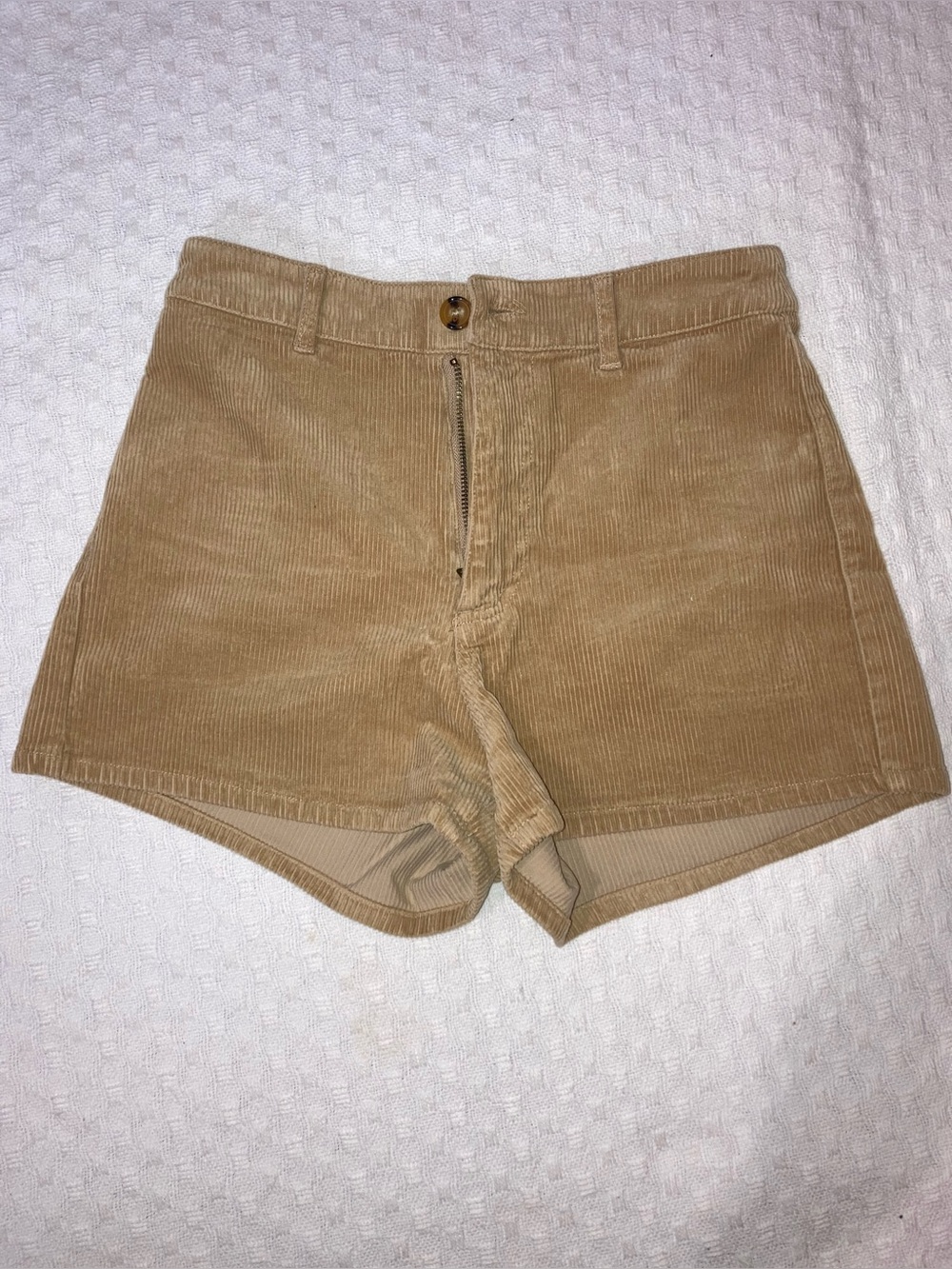 High-Rise Tan Corduroy Women's Shorts